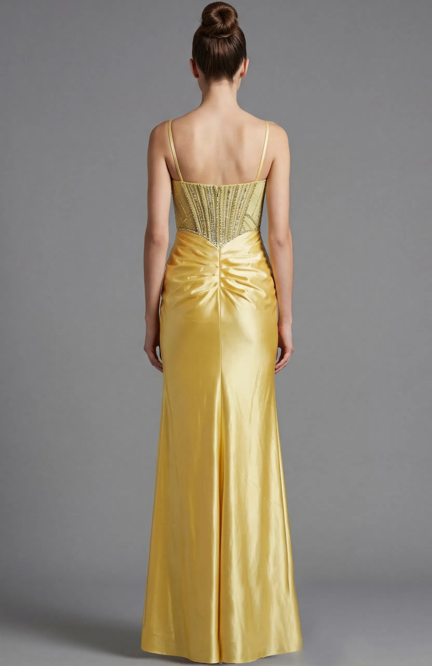 Jovani 48368 - Beaded Top Plunging Satin Gown - view 5