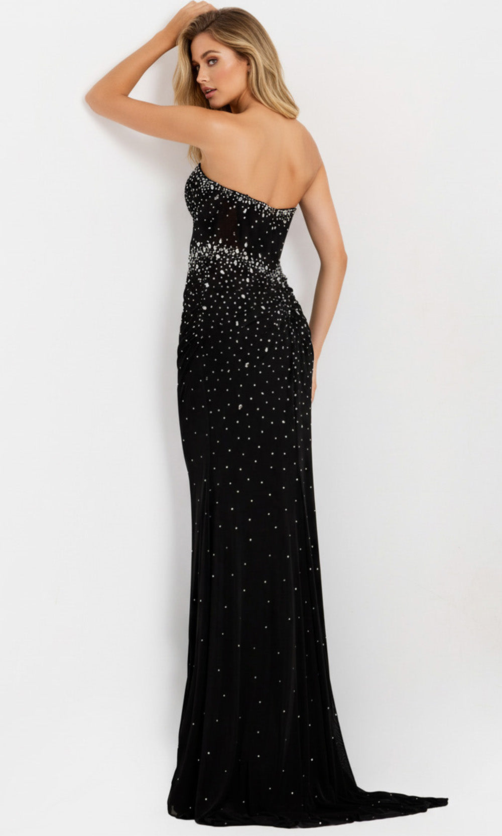 Jovani 48372 - Rhinestone Embellished Sheath Prom Gown - detail view