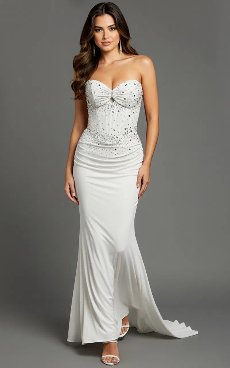 Jovani 48372 - Rhinestone Embellished Sheath Prom Gown - view 5