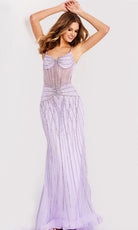Jovani 48375 - Linear Beaded Sheath Prom Gown - designer prom dress at Silhouette Dresses