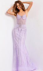 Jovani 48375 - Linear Beaded Sheath Prom Gown - back view