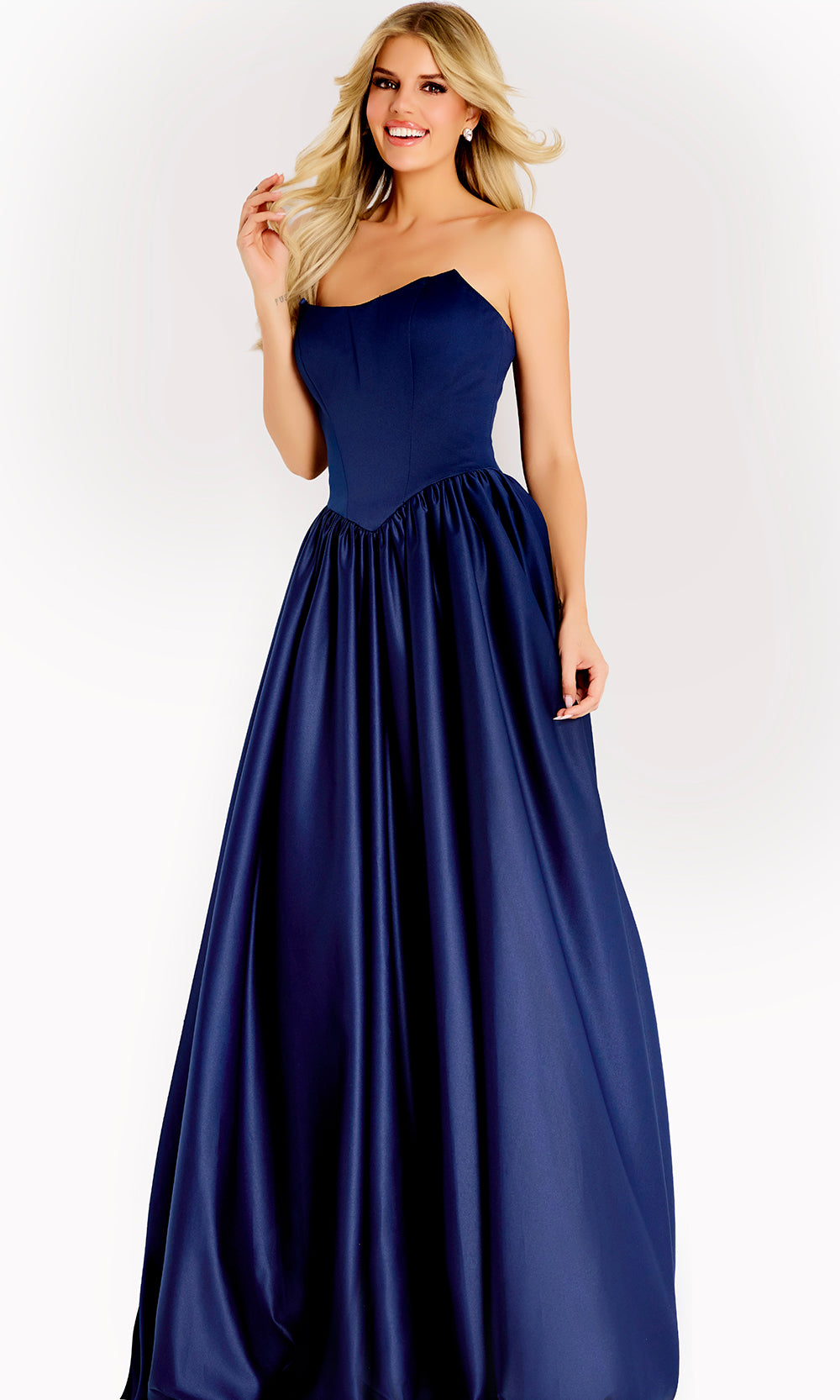 Jovani 48482 - Gathered Skirt Strapless Satin Gown - designer prom dress at Silhouette Dresses
