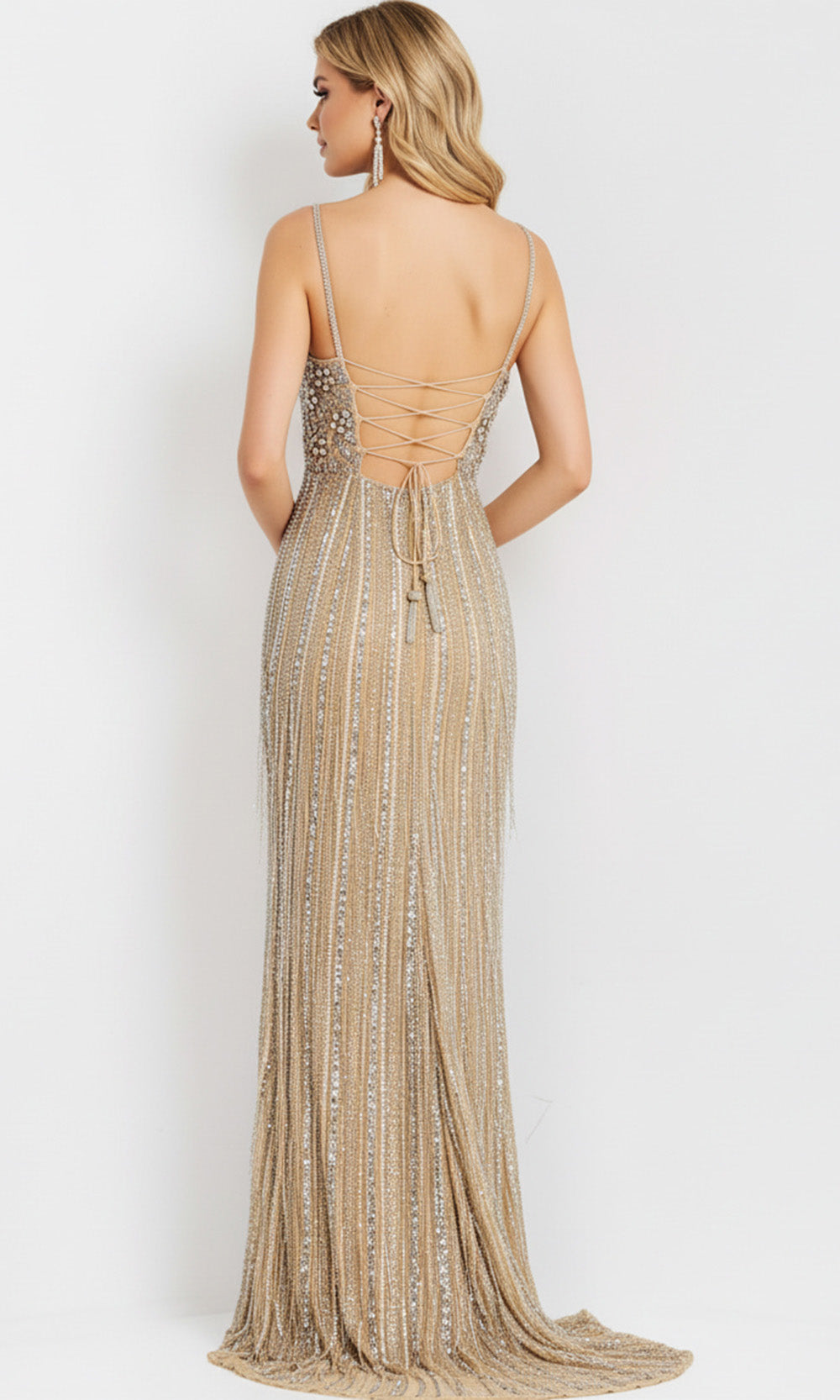 Jovani 48548 - Beaded Keyhole Sheath Long Gown - view 6