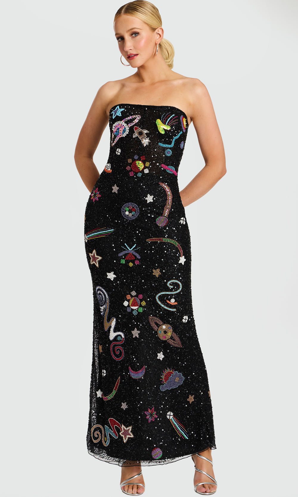 Jovani 48571 - Strapless Celestial Beaded Gown with Back Slit - designer formal gown at Silhouette Dresses