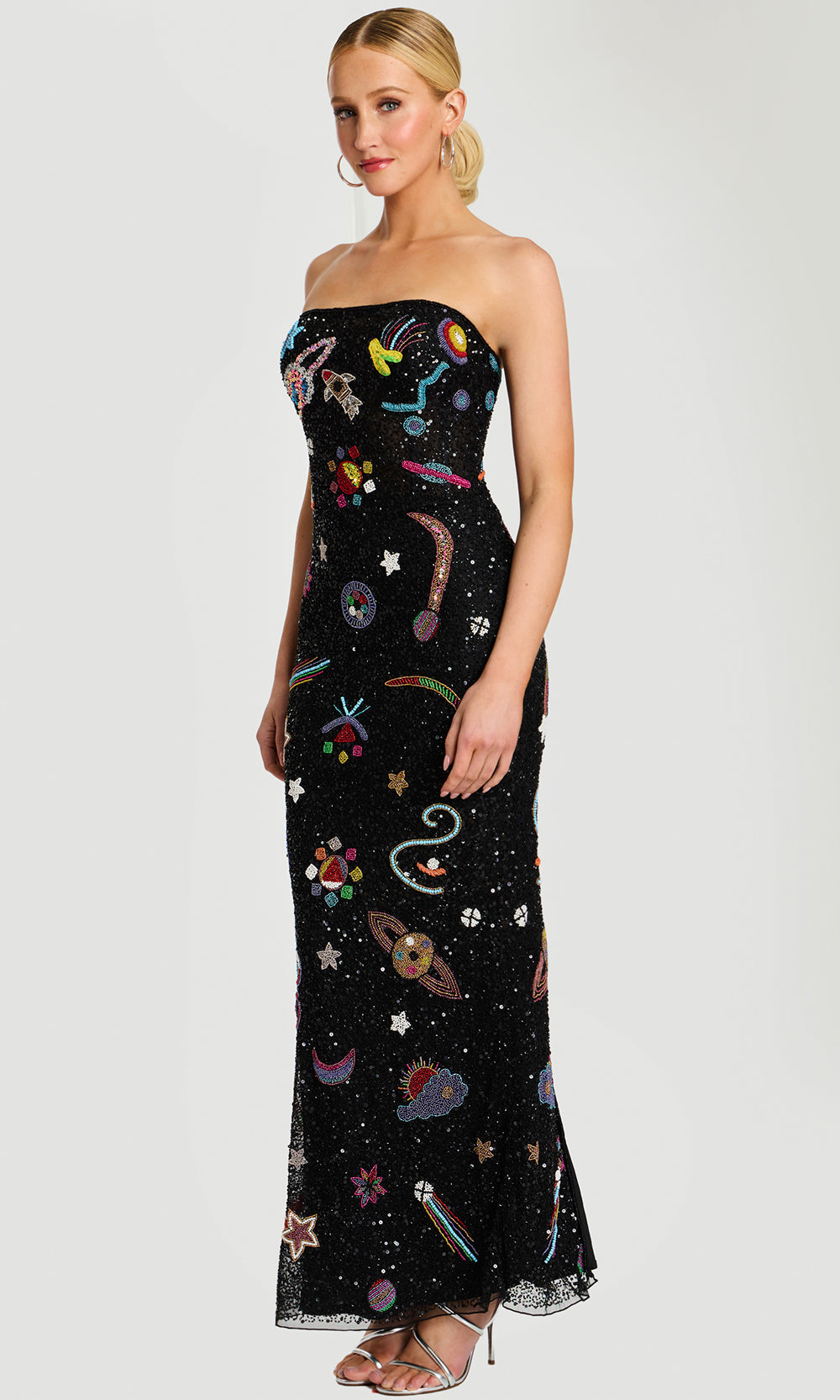 Jovani 48571 - Strapless Celestial Beaded Gown with Back Slit - back view