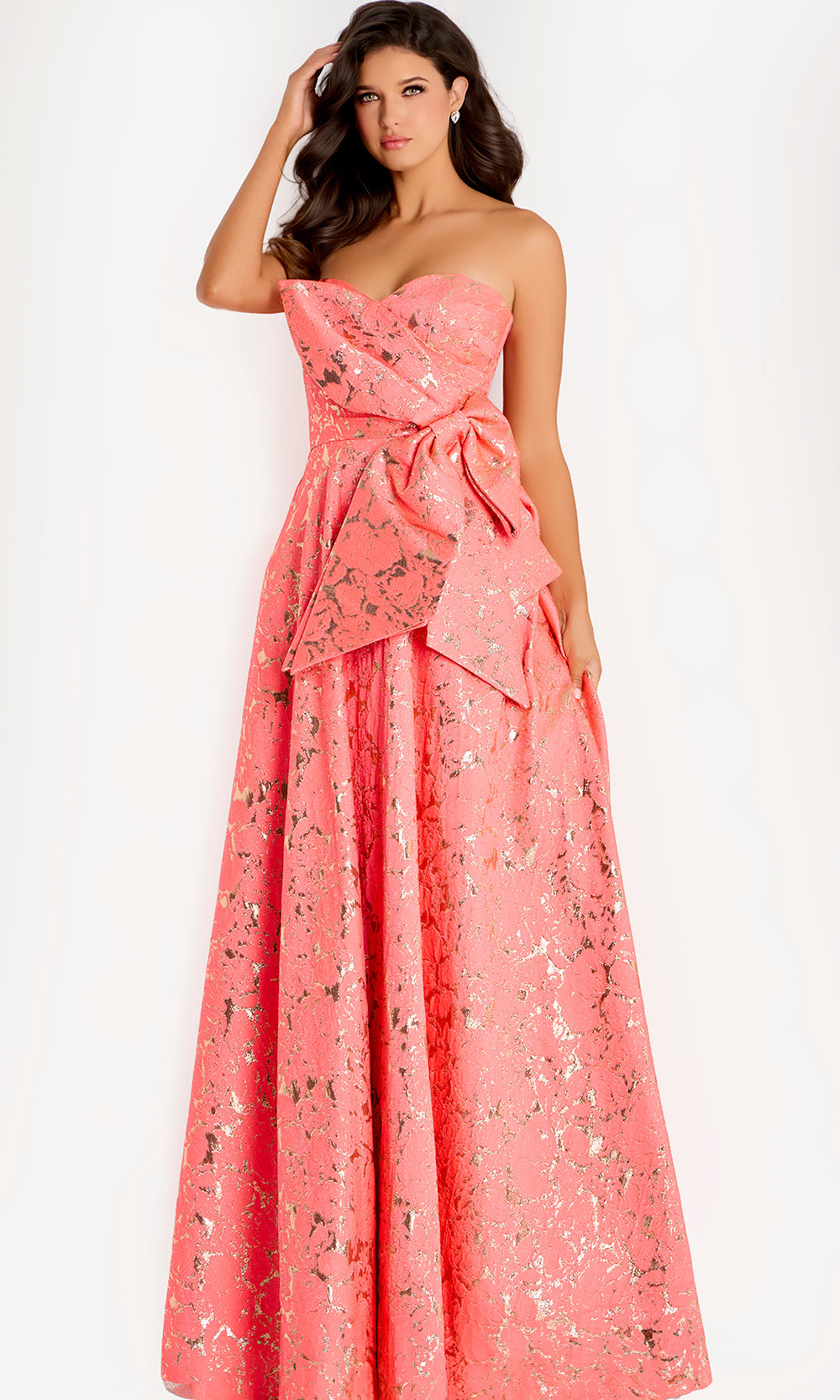 Jovani 48657 - Metallic Jacquard Sweetheart Evening Gown - back view