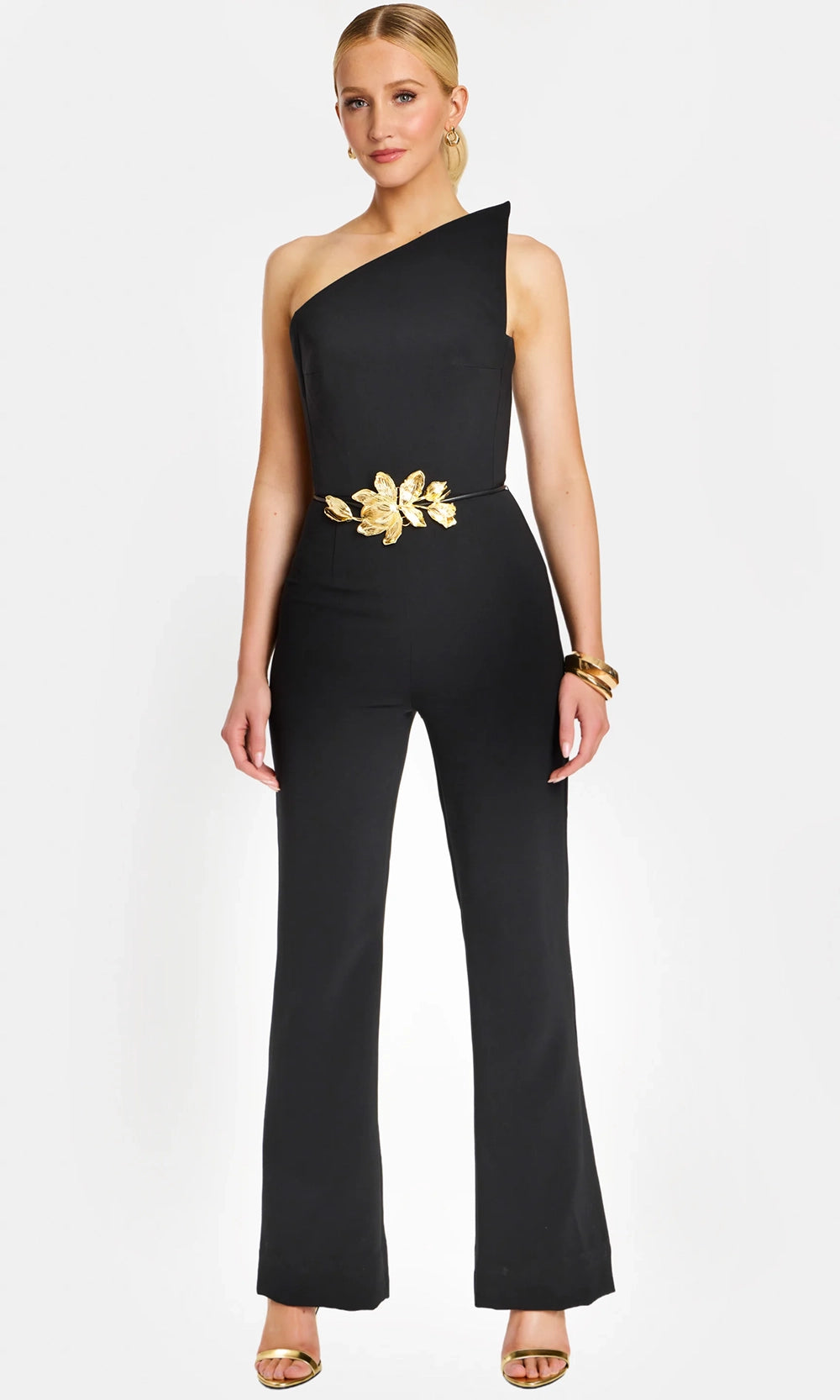 Jovani 48659 - Embellished Belt Asymmetric Strapless Jumpsuit - designer formal jumpsuit at Silhouette Dresses