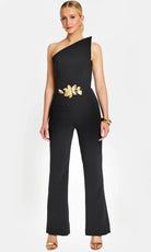 Jovani 48659 - Embellished Belt Asymmetric Strapless Jumpsuit - designer formal jumpsuit at Silhouette Dresses