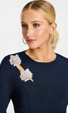 Jovani 48665 - Long Sleeve Mini Dress with Floral Accents - detail view