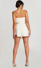 Jovani 48667 - One Shoulder Romper with Asymmetrical Skirt Overlay - back view