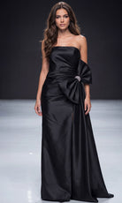 Jovani 48676 - Oversized Bow Straight Neckline Satin Gown - designer prom dress at Silhouette Dresses