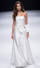 Jovani 48676 - Oversized Bow Straight Neckline Satin Gown - back view