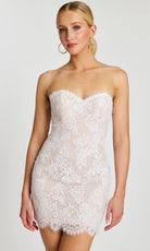 Jovani 48689 - Strapless Sweetheart Lace Mini Dress - designer cocktail dress at Silhouette Dresses