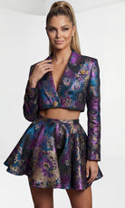 Jovani 48723 - Two Piece Jacquard A-Line Cocktail Dress - back view