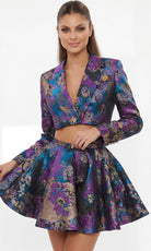 Jovani 48723 - Two Piece Jacquard A-Line Cocktail Dress - detail view