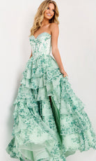 Jovani 48772 - Sweetheart Corset Floral Ballgown - back view