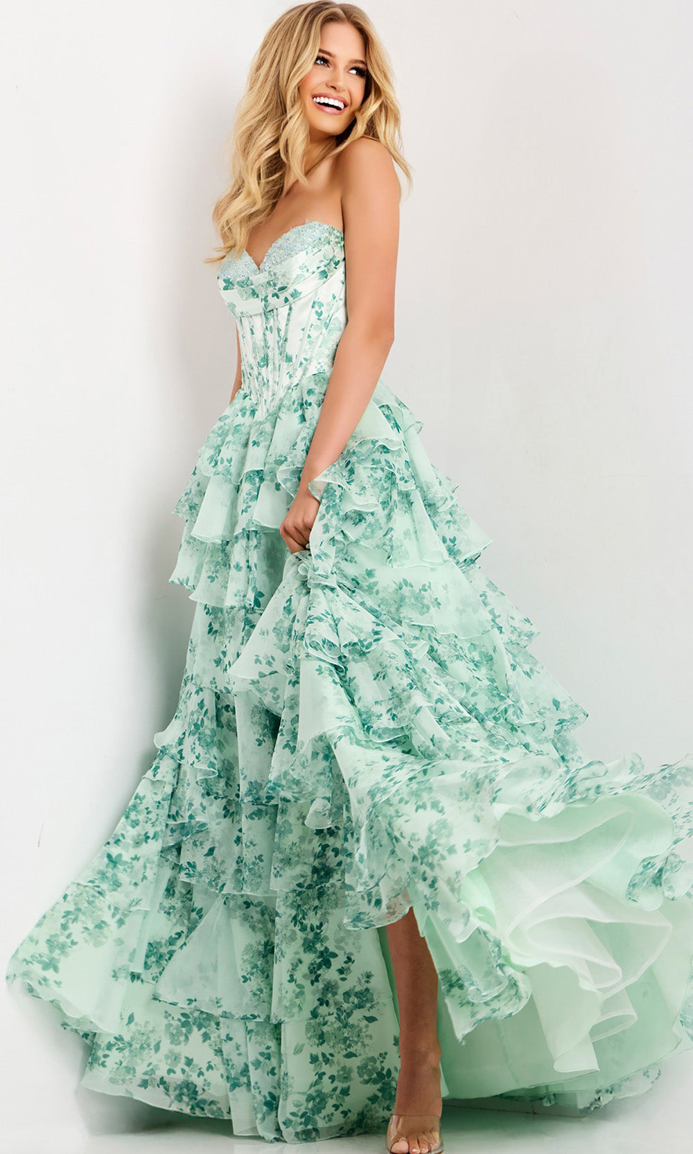 Jovani 48772 - Sweetheart Corset Floral Ballgown - view 4