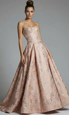 Jovani 49001 - Textured Metallic Basque Ballgown - back view