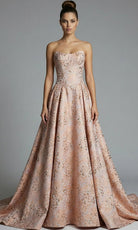Jovani 49001 - Textured Metallic Basque Ballgown - view 4