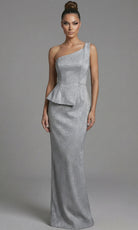 Jovani 49060 - One Shoulder Metallic Jacquard Column Gown - designer evening gown at Silhouette Dresses