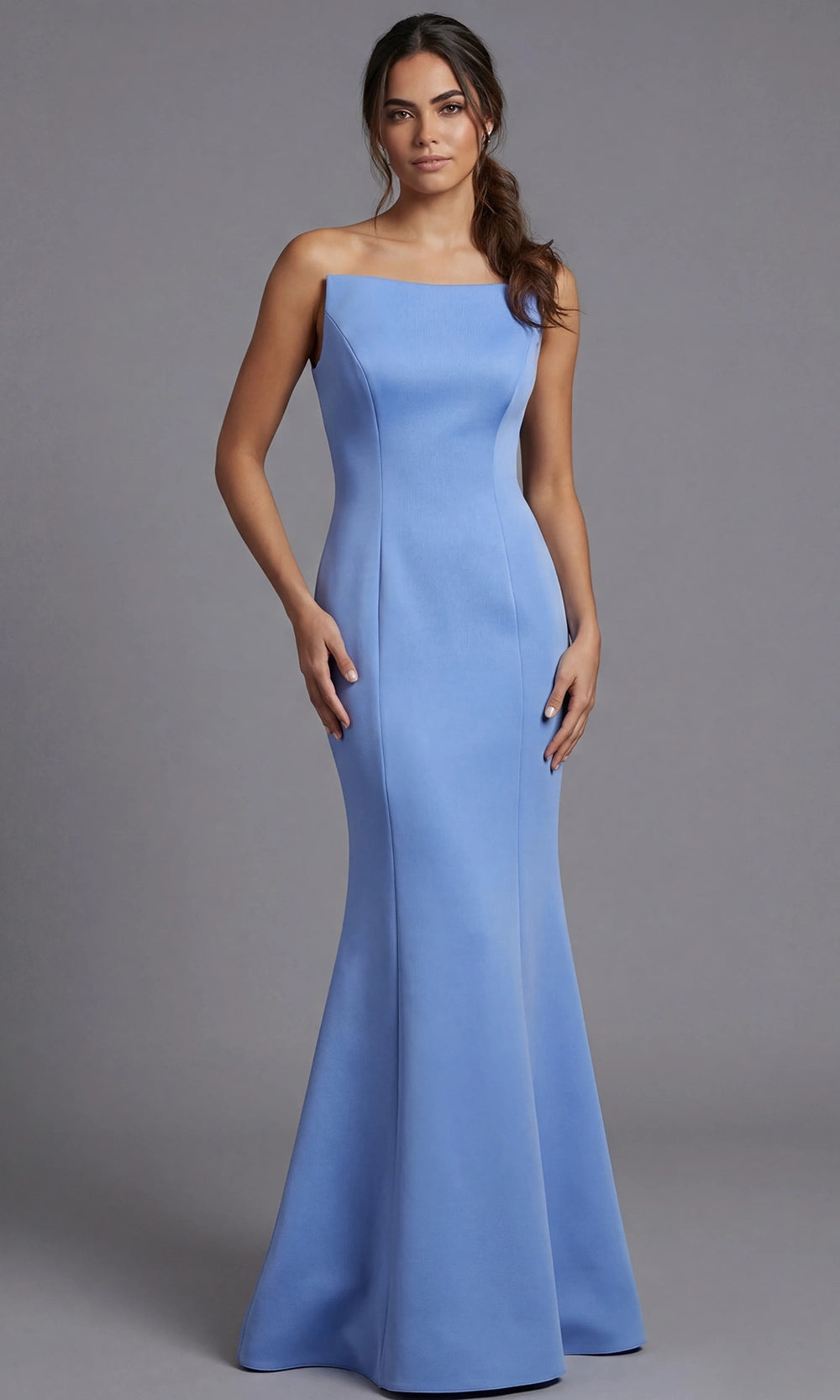 Jovani 49062 - Straight Neck Minimalist Gown with Seam Detail - designer formal gown at Silhouette Dresses