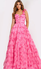 Jovani 49074 - Floral Shoulder Strap Tiered Ballgown - designer ball gown at Silhouette Dresses