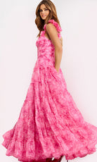 Jovani 49074 - Floral Shoulder Strap Tiered Ballgown - view 4