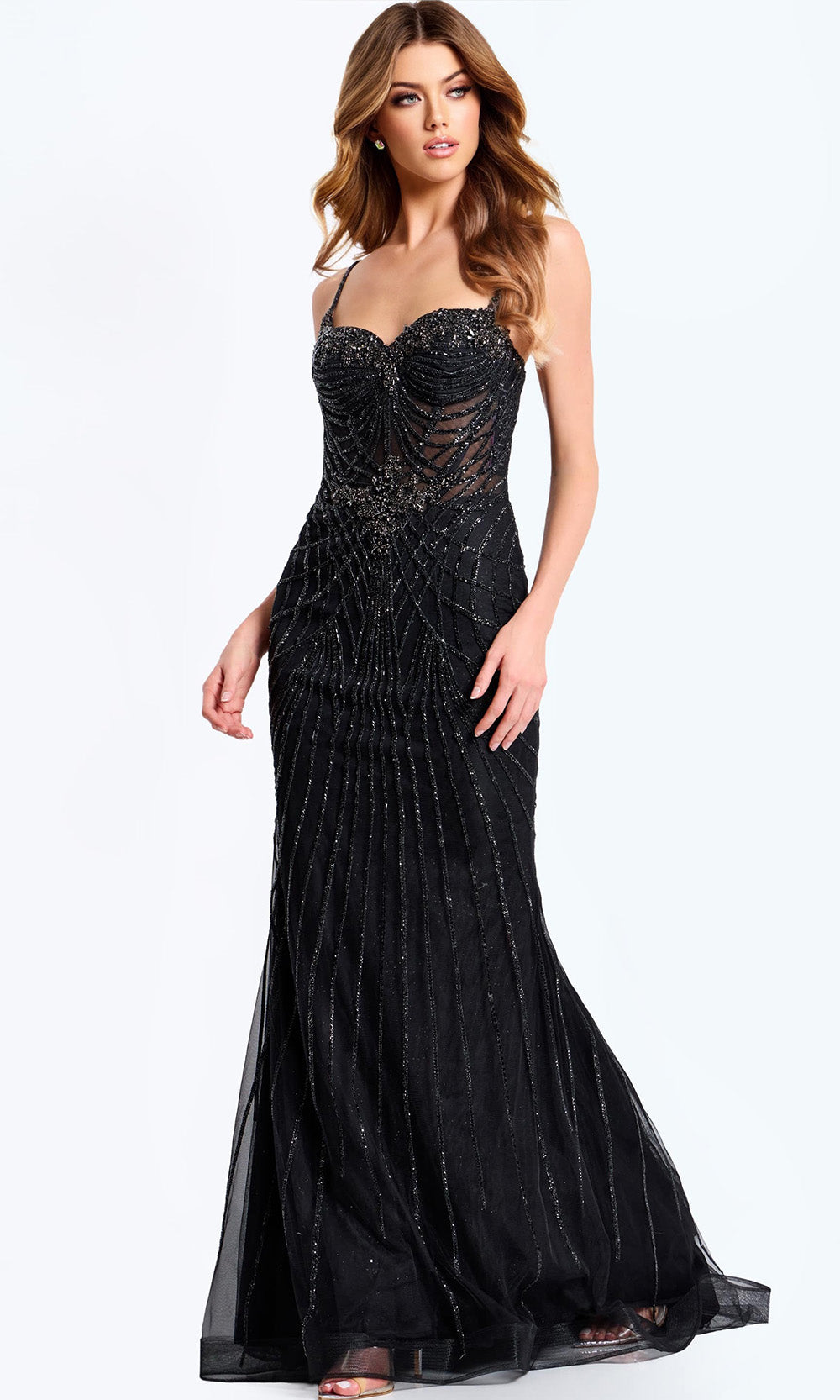 Jovani 49117 - Linear Beaded Sweetheart Neckline Gown - designer prom dress at Silhouette Dresses
