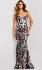 Jovani 49125 - Strapless Sequin Animal Print Dress - view 4