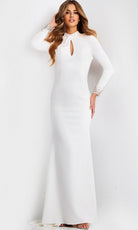 Jovani 49126 - Beaded Cuff High Neck Prom Gown - detail view