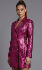 Jovani 49166 - Double Breasted Blazer Metallic Textured Dress - back view