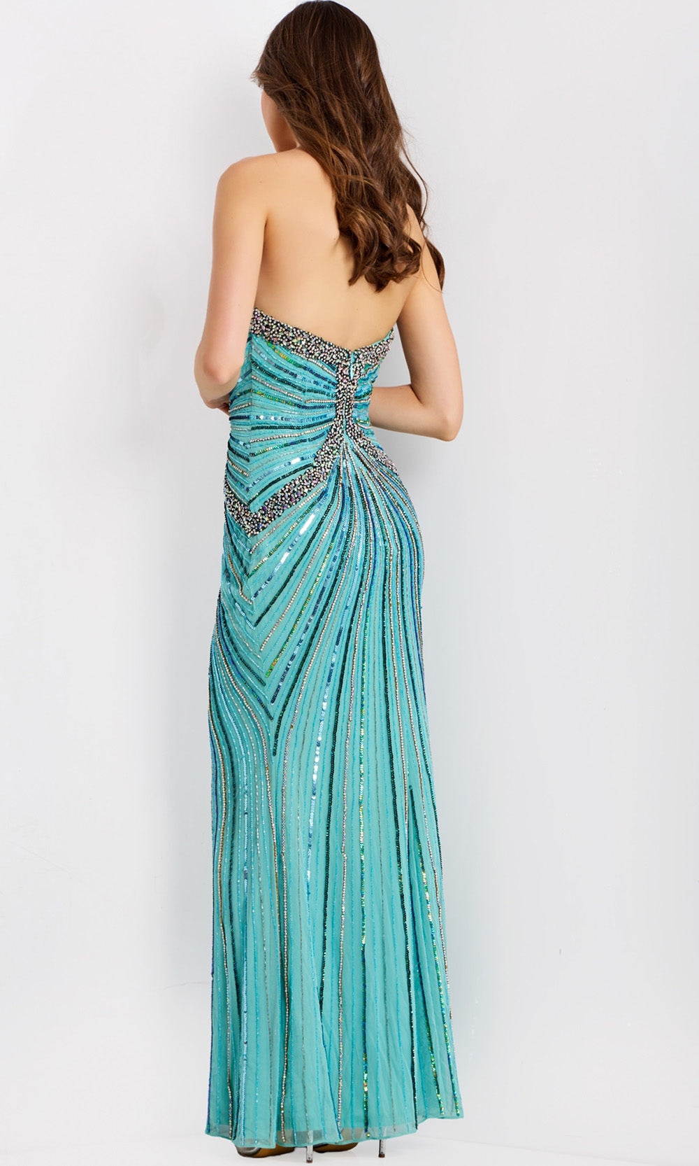 Jovani 49224 - Sweetheart Neck Beaded Evening Gown - back view