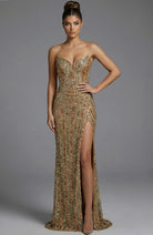 Jovani 49232 - Strapless Geometric Sequin Long Gown - view 5