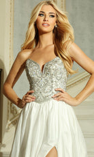 Jovani 49247 - Beaded Mesh Gathered A-Line Gown - view 4