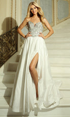Jovani 49247 - Beaded Mesh Gathered A-Line Gown - back view