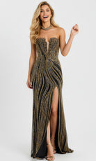 Jovani 49290 - Plunging Neckline Beaded Long Gown - designer prom dress at Silhouette Dresses