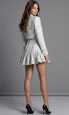 Jovani 49321 - Textured Ruffle Hem Mini Dress with Jacket - detail view