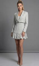 Jovani 49321 - Textured Ruffle Hem Mini Dress with Jacket - back view