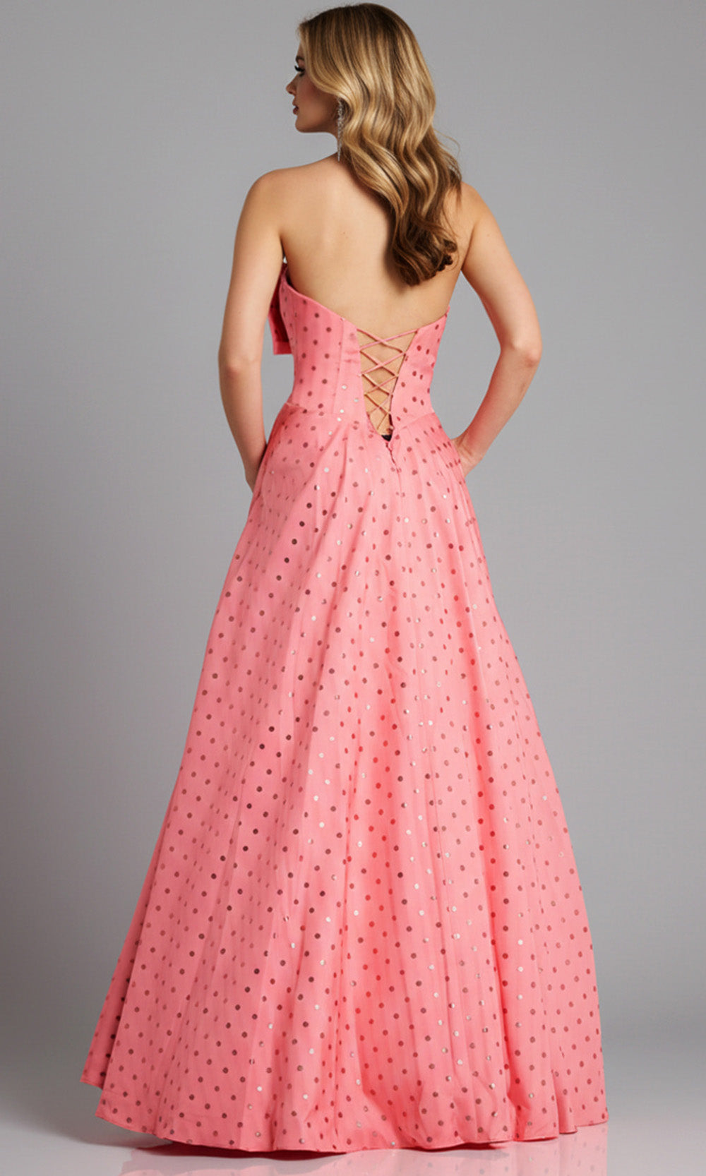 Jovani 49340 - Metallic Polka Dot Sweetheart Ballgown - view 5