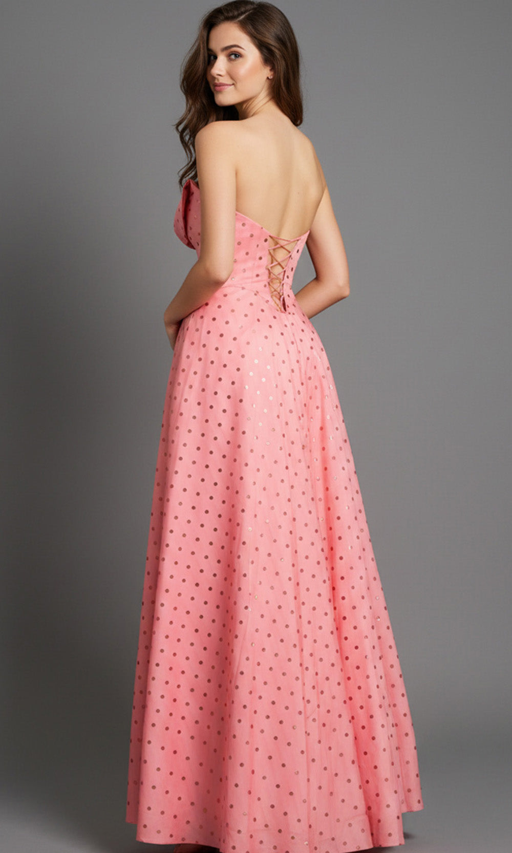 Jovani 49340 - Metallic Polka Dot Sweetheart Ballgown - view 6