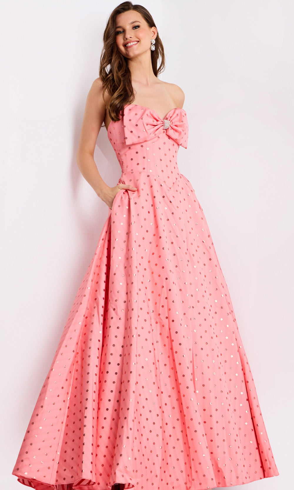 Jovani 49340 - Metallic Polka Dot Sweetheart Ballgown - designer prom dress at Silhouette Dresses