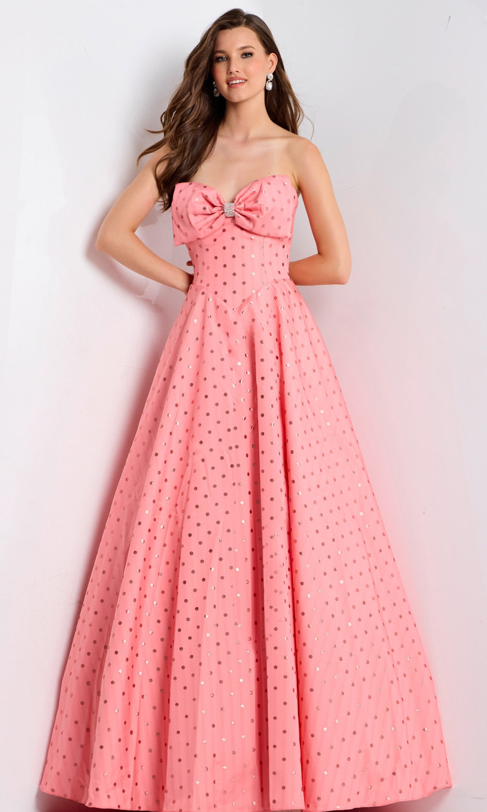 Jovani 49340 - Metallic Polka Dot Sweetheart Ballgown - view 4