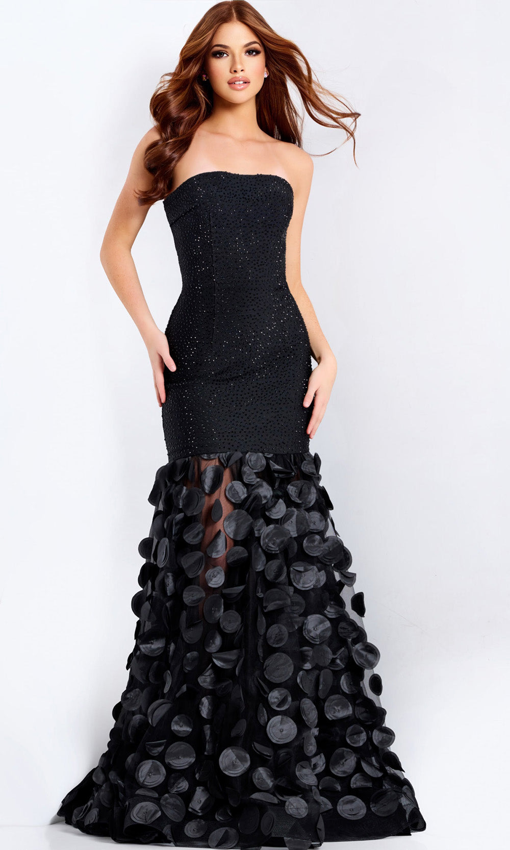 Jovani 49344 - Semi-Sweetheart Beaded Gown with Circular Accents - designer prom dress at Silhouette Dresses