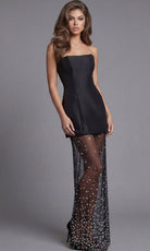 Jovani 49347 - Strapless Crystal Mesh Overlay Sheath Dress - back view