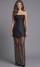 Jovani 49347 - Strapless Crystal Mesh Overlay Sheath Dress - view 4