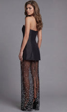 Jovani 49347 - Strapless Crystal Mesh Overlay Sheath Dress - view 6