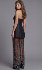 Jovani 49347 - Strapless Crystal Mesh Overlay Sheath Dress - detail view
