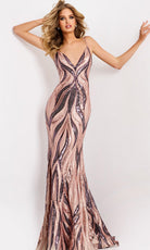 Jovani 49375 - Patterned Sequin Lace-Up Back Prom Dress - designer prom dress at Silhouette Dresses