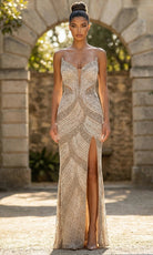 Jovani 49452 - Linear Beaded Plunging Sweetheart Prom Gown - back view
