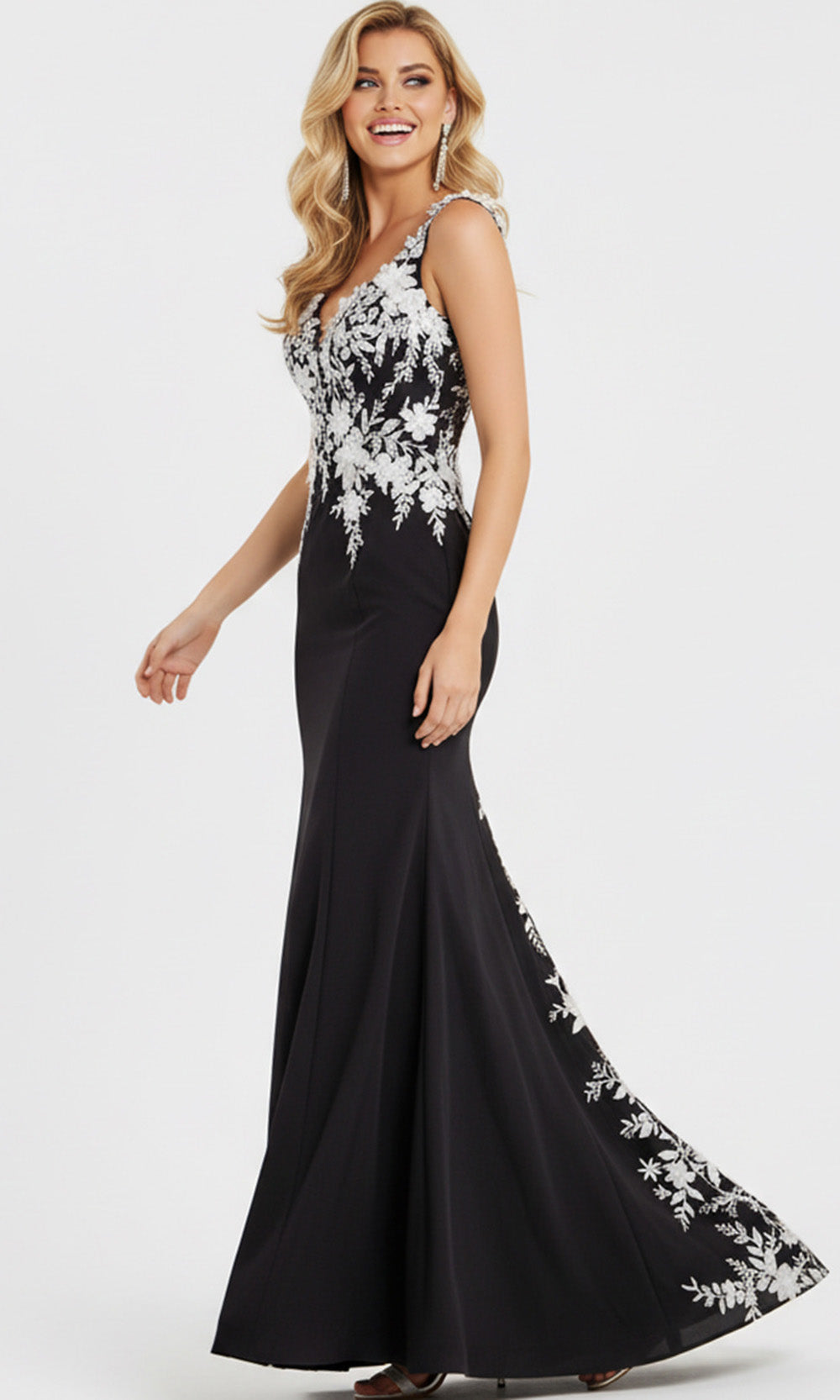 Jovani 49465 - Illusion Floral Applique Sleeveless Gown - view 5
